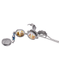 Sublimation Floating Magic 4 Photo Box Locket Necklace(silver)