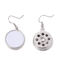 Sublimation Blank Snap Button Metal Earrings