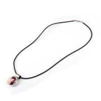 Sublimation Blank Round Snap Button Necklace(Black rubber rope 45cm )