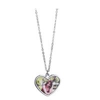 Sublimation Blank Heart Metal Photo Necklace(Flat chain length 45cm)