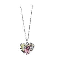 Sublimation Blank Heart Metal Photo Necklace(Flat chain length 45cm)