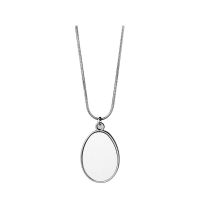 Sublimation Blank Double-sided Oval Shape Metal Photo Necklace(Snake bone chain length 45cm)