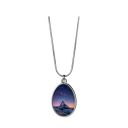 Sublimation Blank Double-sided Oval Shape Metal Photo Necklace(Snake bone chain length 45cm)