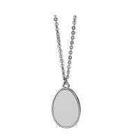 Sublimation Blank Double-sided Oval shape Matel Photo Necklace(Flat chain length 45cm)