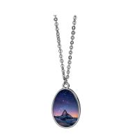 Sublimation Blank Double-sided Oval shape Matel Photo Necklace(Flat chain length 45cm)