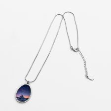 Sublimation Blank Double-sided Oval shape Matel Photo Necklace(Flat chain length 45cm)