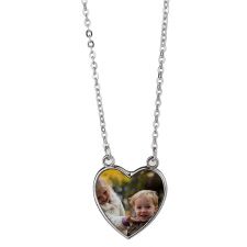 Sublimation Blank Heart Metal Necklace(Flat chain length 45cm)