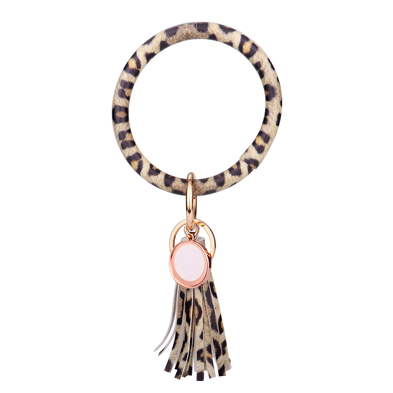 Sublimation Blank Tassel Bangle  Bracelet(#7-Yellow Leopard Print )