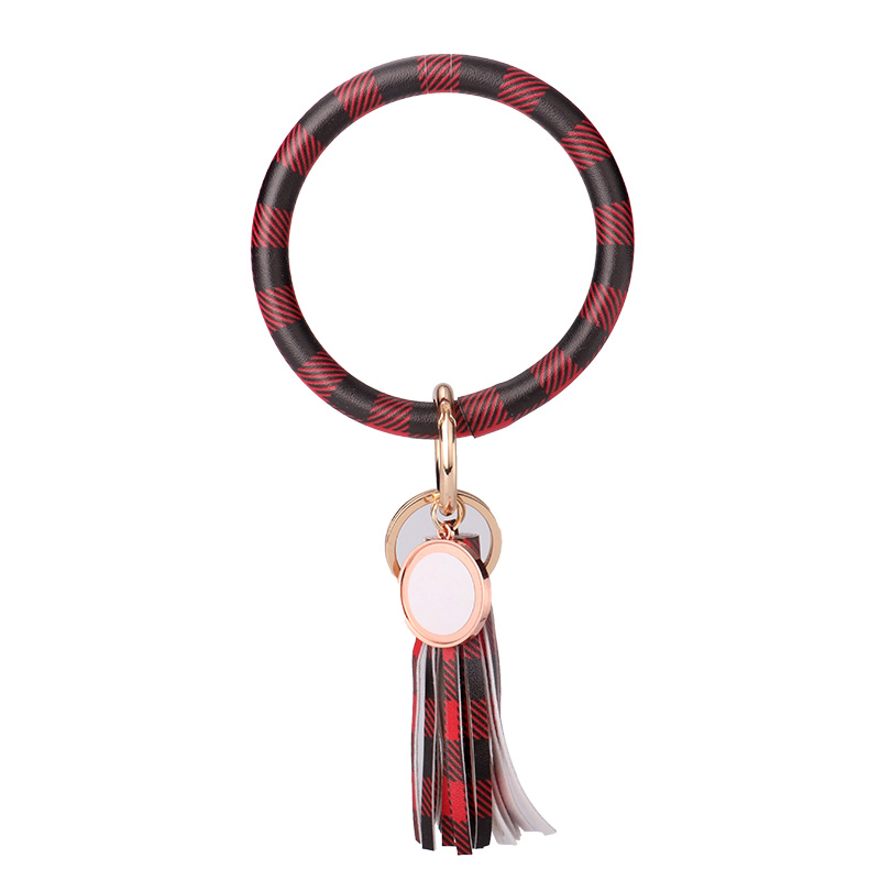 Sublimation Blank Tassel Bangle  Bracelet(#8-Red plaid )