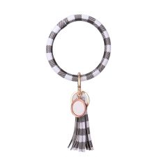 Sublimation Blank Tassel Bangle  Bracelet(#9-Black and white plaid )