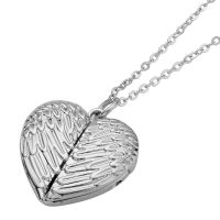 Sublimation Angel Wings Heart Lockets Pendant Necklace(silver)