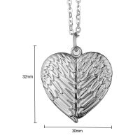 Sublimation Angel Wings Heart Lockets Pendant Necklace(silver)