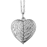 Sublimation Angel Wings Heart Lockets Pendant Necklace(silver)