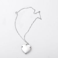 Sublimation Angel Wings Heart Lockets Pendant Necklace(silver)