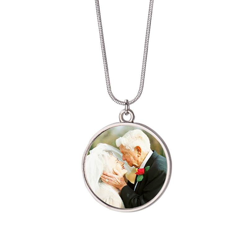 Heat Transfer Metal Single Side Circle Sublimation Blank Necklace