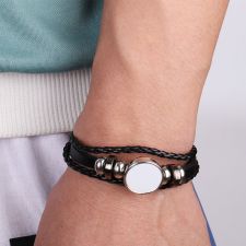 Sublimation Leather Snap Button Bracelets Bangle