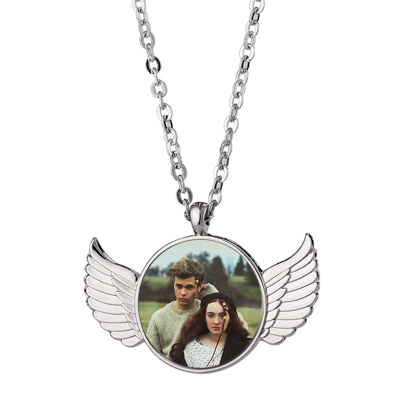 Sublimation Angel Round Tag Necklace(flat chain)