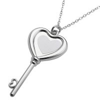 Sublimation Zinc Alloy DIY Photo Heart Key Necklace