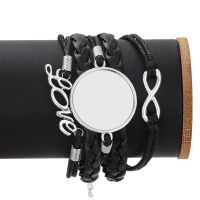 Braided Multi Layered Bracelet Sublimation LOVE Leather Bracelet (black)