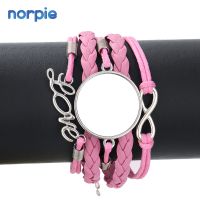 Braided Multi Layered Bracelet Sublimation LOVE Leather Bracelet (black)