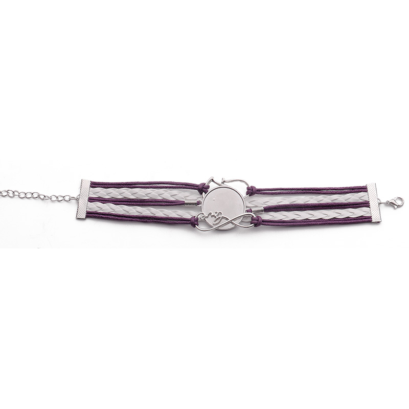 Multi layer woven Bracelet Double Heart Sublimation Bracelet (purple)