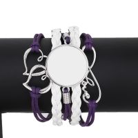 Multi layer woven Bracelet Double Heart Sublimation Bracelet (purple)