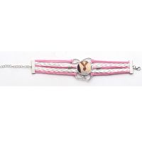 Multi layer woven Bracelet Double Heart Sublimation Bracelet (pink)