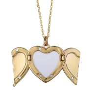 Sublimation Angel Wings Lockets Heart Necklace（gold）