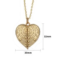 Sublimation Angel Wings Lockets Heart Necklace（gold）