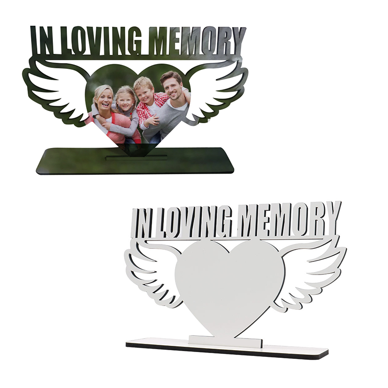 IN LOVING MEMORY Sublimation MDF Angle Wings Photo Frame