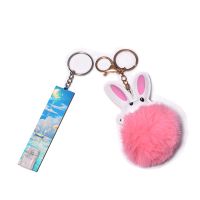 Sublimation MDF Credit Card Grabber with Bunny Plush（pink）