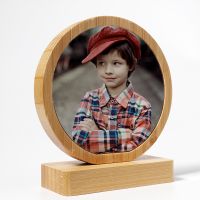 Sublimation Bamboo Photo Frame with Magnet Stand(round)