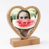 Sublimation Bamboo Photo Frame with Magnet Stand(heart)