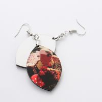 Double-sided Sublimation Blank MDF Earrings 1Pairs ( leaf )