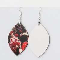 Double-sided Sublimation Blank MDF Earrings 62*40*3mm 1Pairs(leaf)