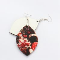 Double-sided Sublimation Blank MDF Earrings 62*40*3mm 1Pairs(leaf)