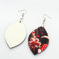 Double-sided Sublimation Blank MDF Earrings 62*40*3mm 1Pairs(leaf)