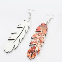 Double-sided Sublimation Blank MDF Earrings 1Pairs(Feather)