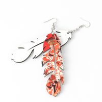 Double-sided Sublimation Blank MDF Earrings 1Pairs(Feather)