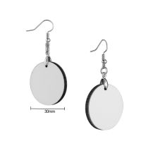 "Double Sided Sublimation MDF Earrings 1Pairs(Round)30mm "