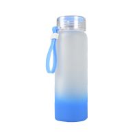 500ml/17oz Sublimation Gradient Color Frosted Glass Tumbler-blue