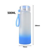 500ml/17oz Sublimation Gradient Color Frosted Glass Tumbler-blue