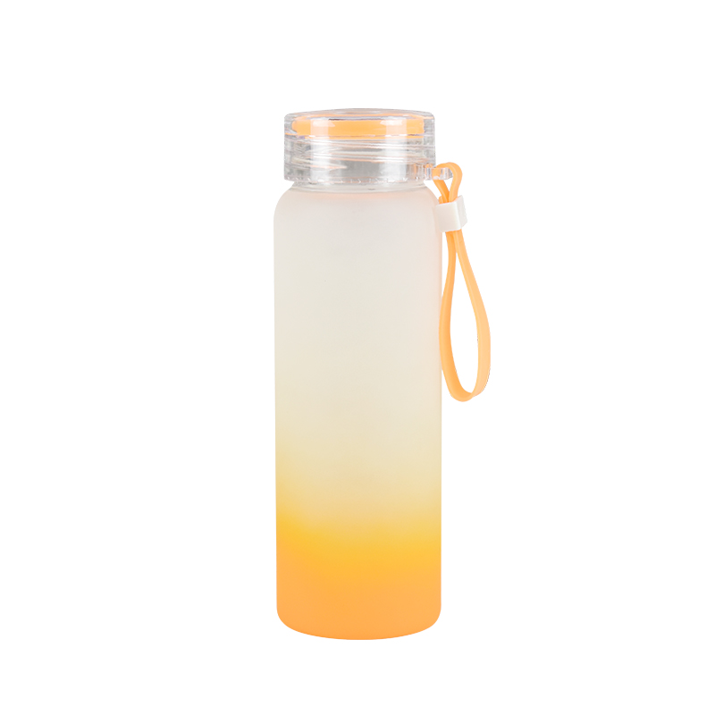 500ml/17oz Sublimation Gradient Color Frosted Glass Tumbler-orange