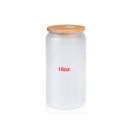 Sublimation frosted glass beer can  with bamboo lid & plastic straw-16oz