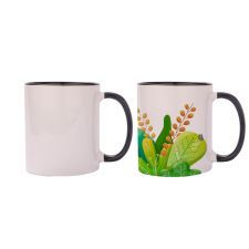 Sublimation 11oz inner and handle color mugs-black