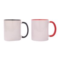 Sublimation 11oz inner and handle color mugs-red