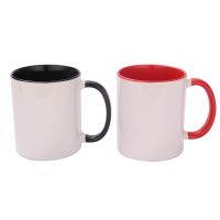 Sublimation 11oz inner and handle color mugs-red