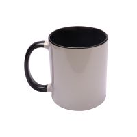 Sublimation 11oz inner and handle color mugs-black