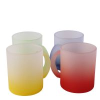 11oz Sublimation Blank Gradient Color Frosted Glass Mug-green