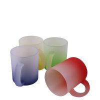 11oz Sublimation Blank Gradient Color Frosted Glass Mug-green